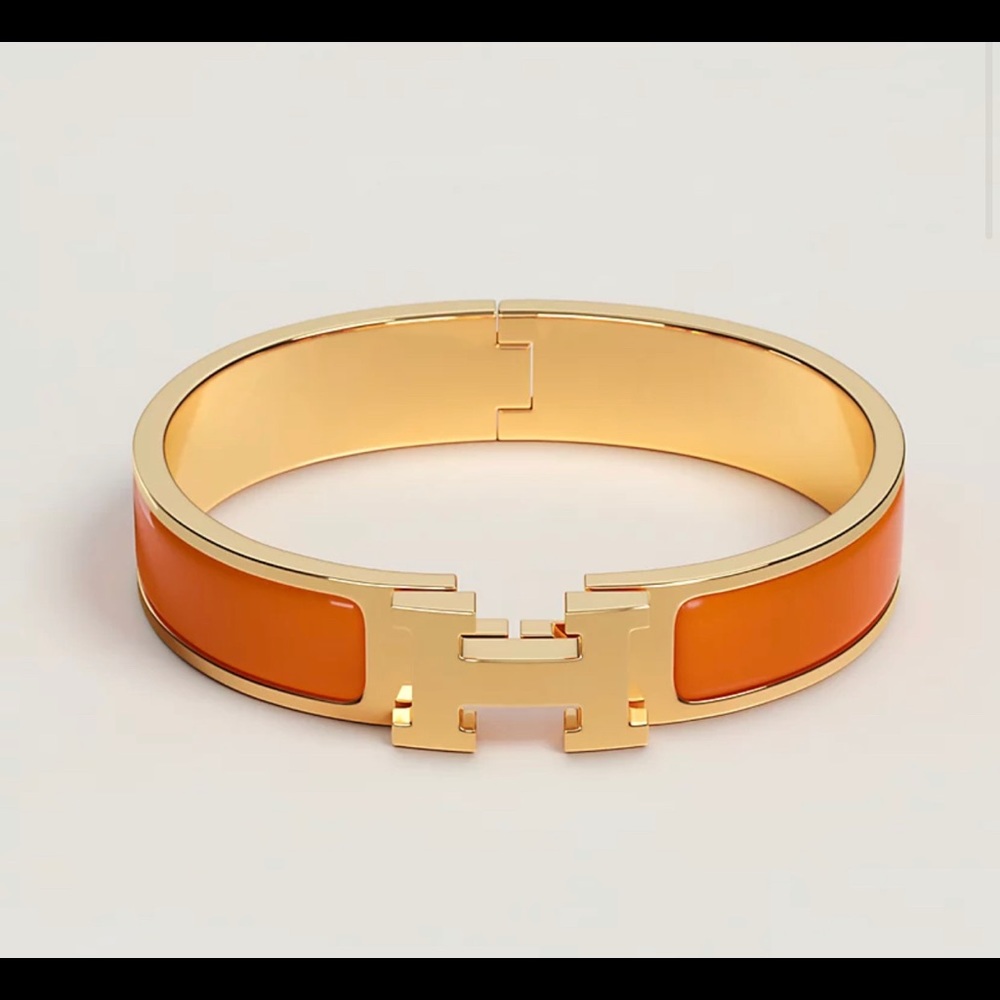 Hermes Clic H Bracelet Enamel Narrow, Orange